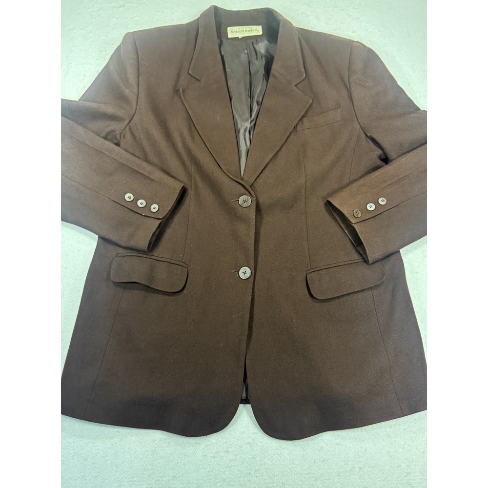 Vintage Norton McNaughton Blazer Womens Brown 100% Pure New Wool 2 Button Jacket